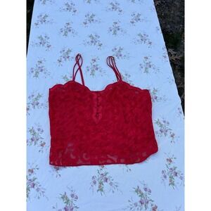 Vintage 90s Inner Most sheer babydoll Red lingerie top size‎ large Valentines